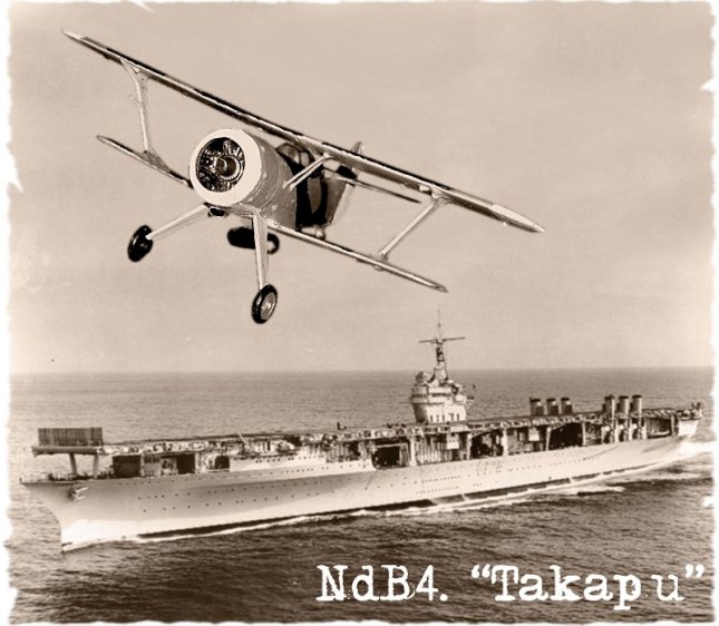 Carrier-borne Takapu biplane over the ARNS Neptune