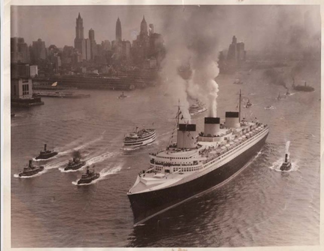 SS Normandie entering New York Harbor